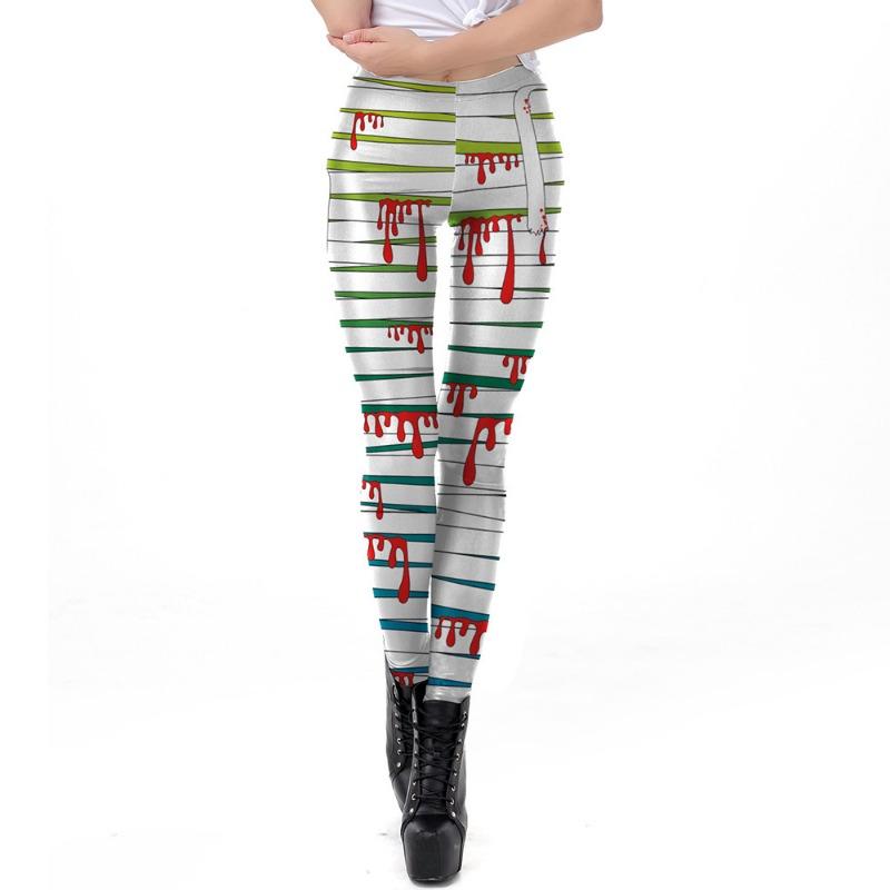 Halloween Women's Skeleton Skull Bat Digital Printing Horror Pants Leggings Skinny Sweatpants Small Feet Girl