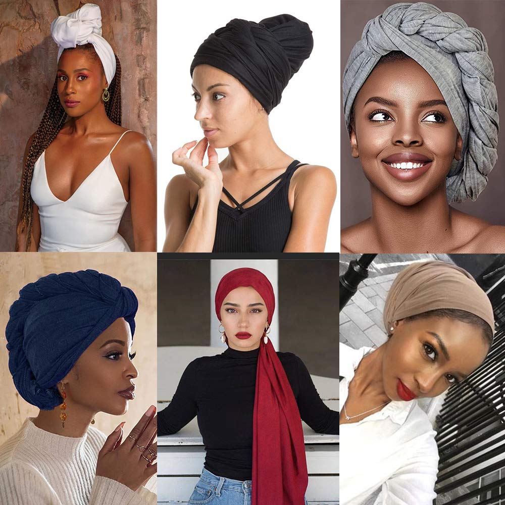 Head Wraps for Black Women Turban Headwraps Stretchy African Hair Wraps Jersey Head Scarf Tie Headbands