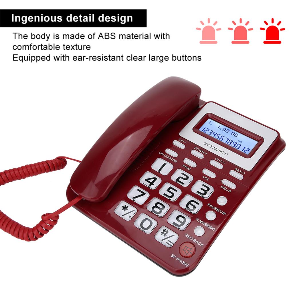 ABS GY T2020CID Wired Telephone with Speaker Caller ID Display Calculater