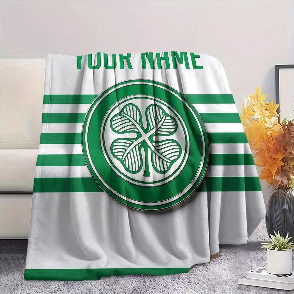 Custom Name,Celtic Football Club Printed Flannel Blanket, soft throw for bedroom sofa, washable, Christmas present, great gift.