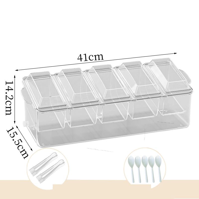 Chilled Condiment Tray Server with 5 Containers and Removable Compartments  Clear Garnish Serving Platter for Bar Accessories