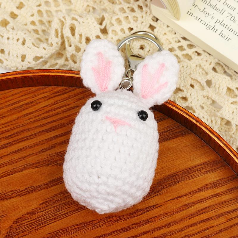 Creative Animals Keychain Hand Knitted Small Pendant Room Decor Handmade Wool Knitted Rabbit Sheep Keychain Christmas Gifts
