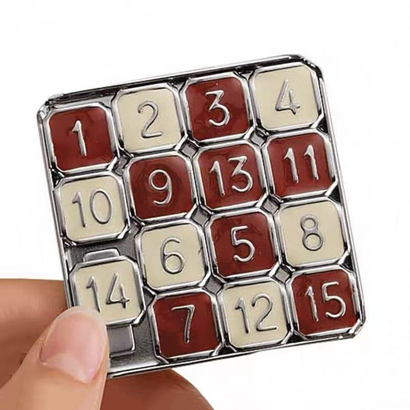 Metall Gehirnjogger 1-15 Zahlen Schiebepuzzle für Erwachsene Jugendliche Kinder IQ Test Digitale Huarong Straße Lernspielzeug