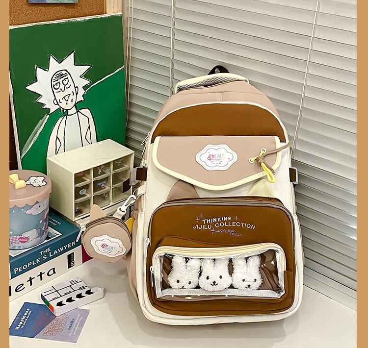 Street Nylon Fashion Backpack Color Block Design With Laptop Compartment Gift