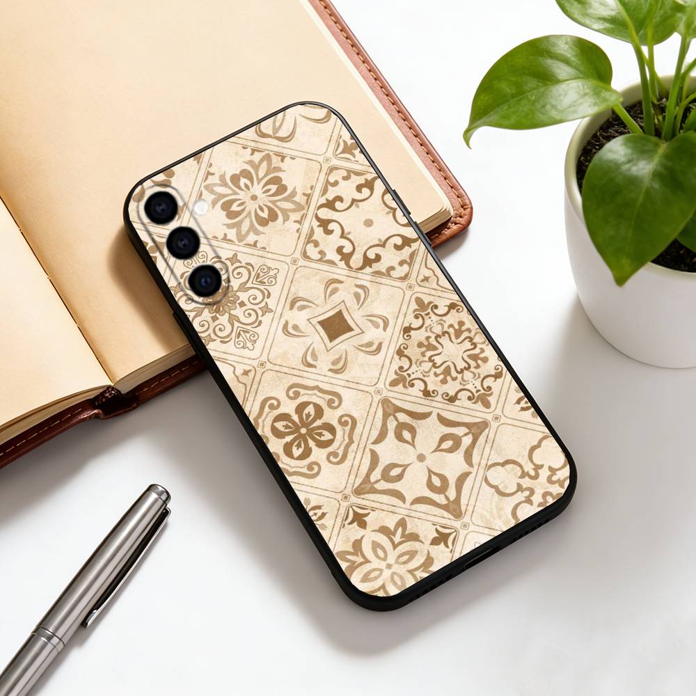 

Moroccan tiles Phone Case For Samsung Galaxy A73,A72,A71,A70,A53,A52,A51,Soft Silicone Black Cover Samsung a21