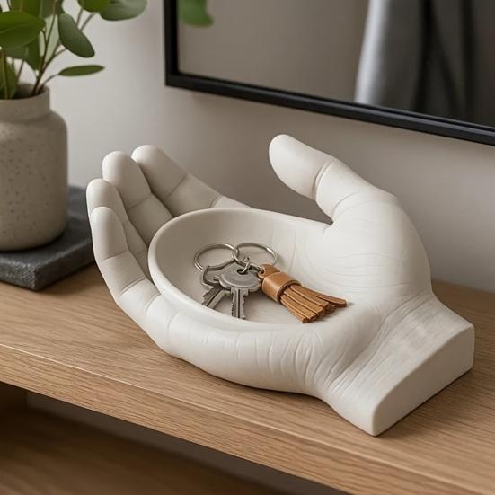 Jijijing 3D Printed Palm Shape Decorative Tray, Smooth Matte Texture Sculpture for Valentine Day Anniversaries Birthdays Home Decor
