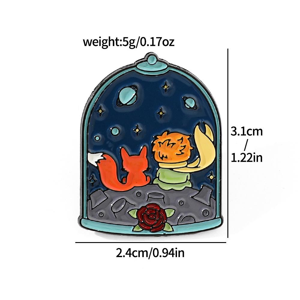 Creative Personality Little Prince Metal Badge Rose & Fox Alloy Brooch Pin Decoration