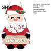 Rustic Christmas Home Accents 2D Wooden Welcome Hanging Sign, Cartoon Santa Snowman Tree Winter Seasonal Ornament Door Hanger with Rope, Xmas
