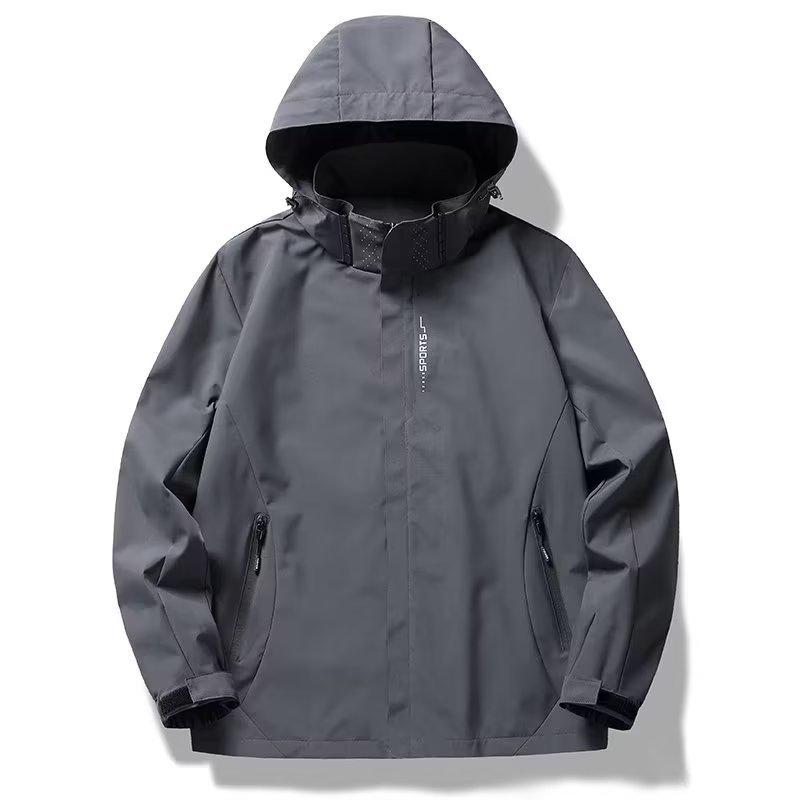 Men's Large Hooded Outdoor Mountain Jacket - Spring/Autumn Zipper Style
