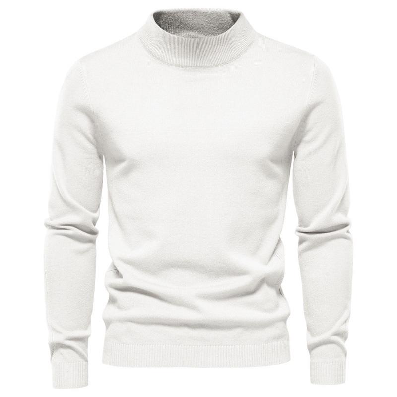 Men's High Collar Casual Knitted Pullover Sweater for Autumn and Winter