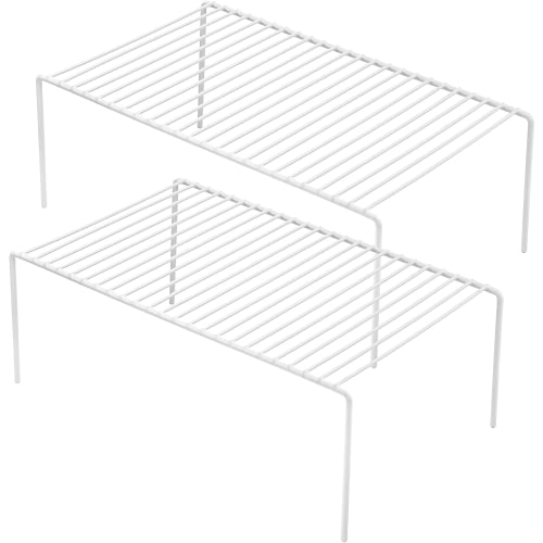Kitchen Storage Rack, Spice Rack, Under-Sink Storage, Closet Organizer, White, Set of 2