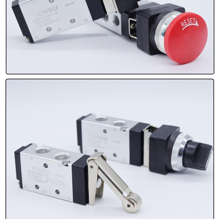 JMJ-07 Mechanisches Ventil aus Aluminiumlegierung, Zwei-Positionen-Drei-Wege, Tasten- und Rollentyp, Pneumatisch.