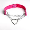 Sexy PU Leather Peach Heart Chain Collar BDSM Bondage Slave Body Harness Necklace Sex Toys for Couple Game