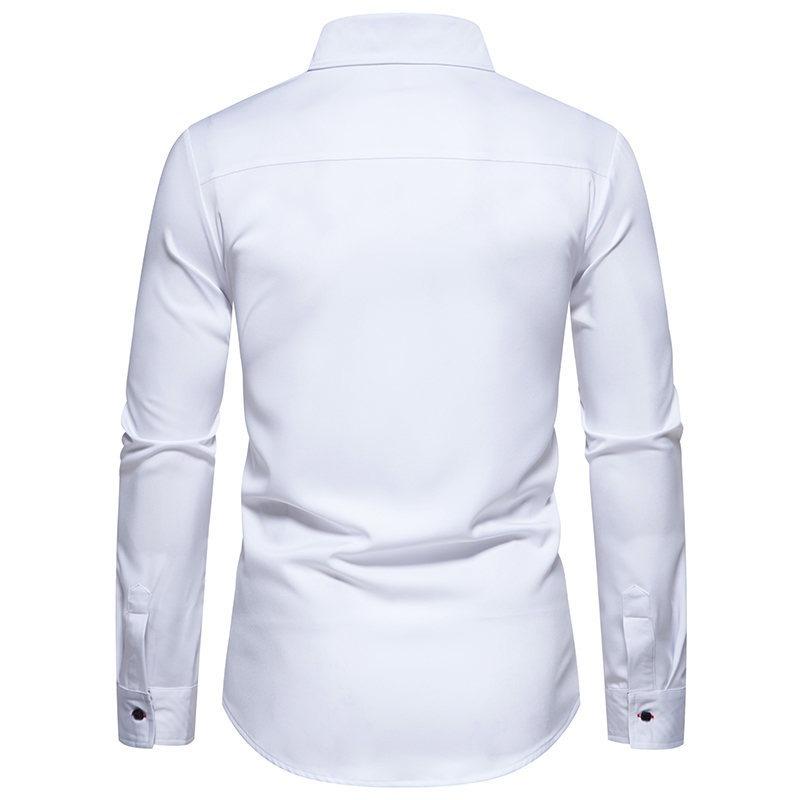 Spring Summer Triangle Collar Striped Color Blocked Men's Long Sleeved Shirt Top Shirts (men’s)