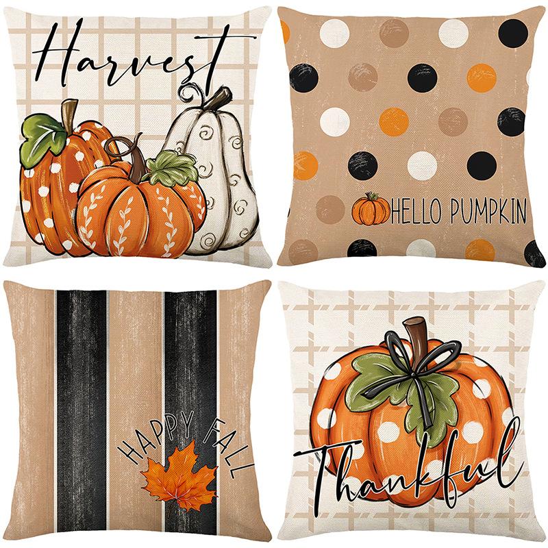 New Autumn Pumpkin Pillow Cover Polyester Printed Home Sofa Cushion Cover Bedroom Cushion Cover