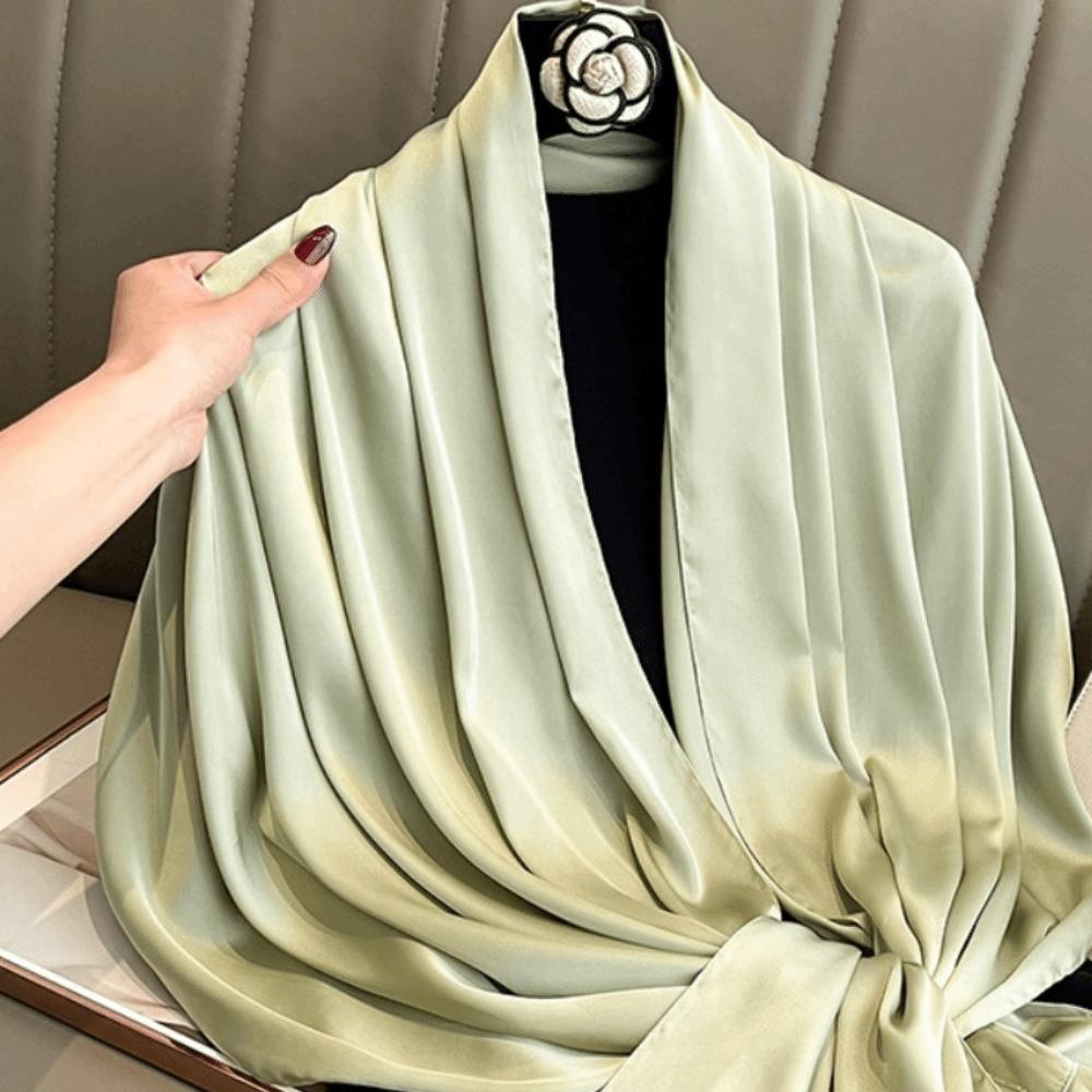 Breathable Spring Satin Scarf Silk Big Yarn Shawl Sweet Solid Color Headscarf  Clothing Accessories