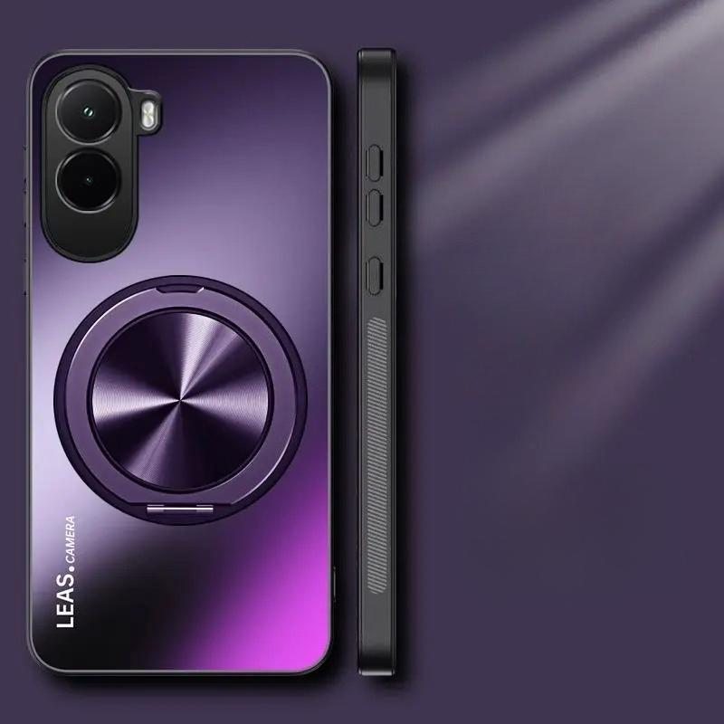 AG Matte Magnetic Case for POCO M7 4G 360° Rotating Ring Holder Wireless Charging Hard Cover for Xiaomi POCO M7 4G