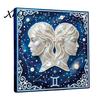 Handmade Faux Pearl Painting Kit DIY Kit, 12 Zodiac Signs Rhinestone Art Set for Decoration Adults Beginners, Wooden Frame Fake Wall