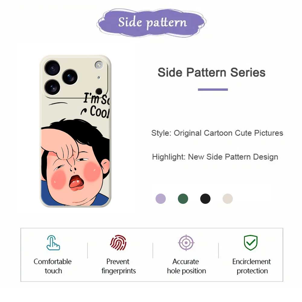 For iPhone 17 Pro Max Case Make Faces Kid Pattern Printing Straight Edge TPU Phone Back Cover