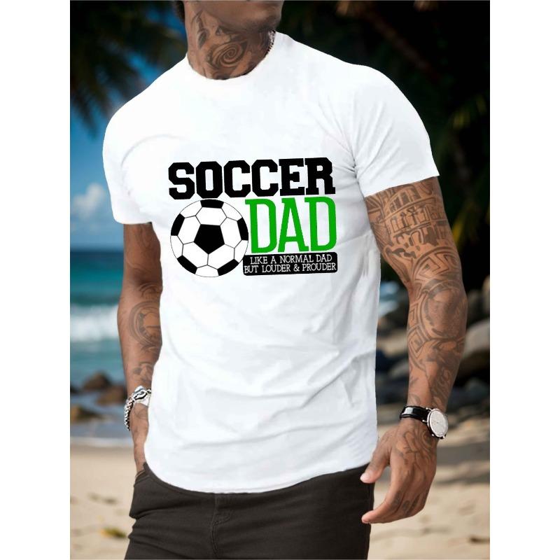 European Size Men's Soccer Dad T-Shirt - Funny "But Cooler Dad" Slogan & Soccer Print, Soft Breathable Preshrunk -like Fabric