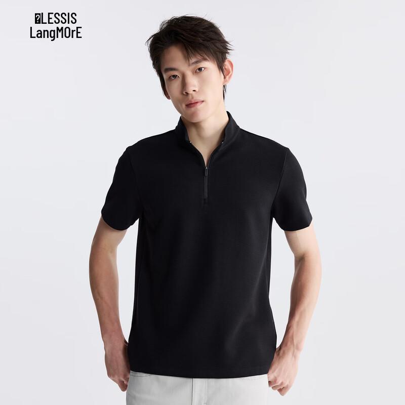 Lilang Men s Wool Blend Stand Collar Short Sleeve T-Shirt 165 чёрный