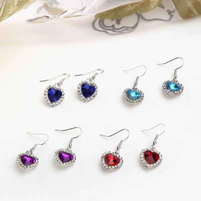 Women Fashion Heart of Ocean Hook Earrings Dangle Jewelry Charm Party Gift