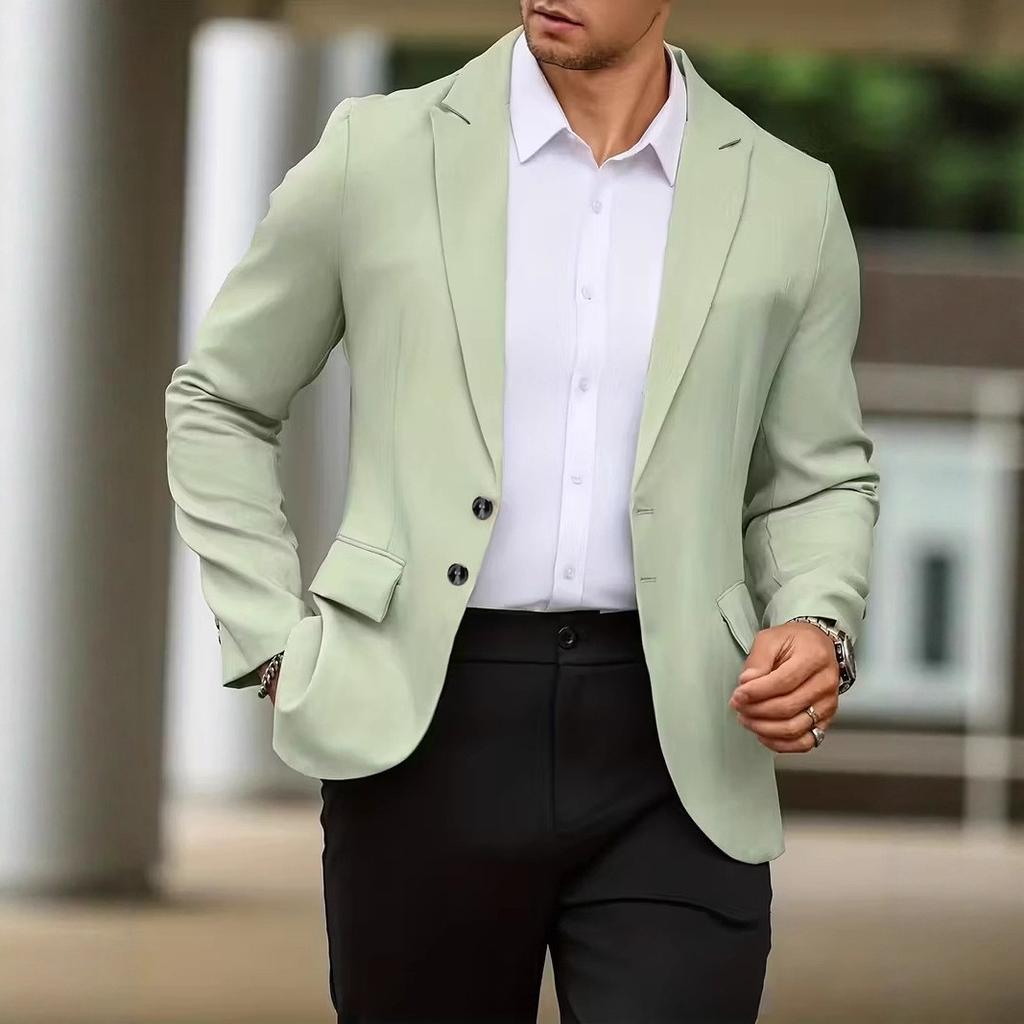 Herbst Neue Herren Freizeitanzugjacke, Herren Slim Fit Anzugkragen, Anzug mit Innenfutter und Tasche