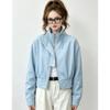 Womens Stand Collar Zip-Up Short Utility Jacket 2026 Korean Style Loose Fit Casual Outerwear