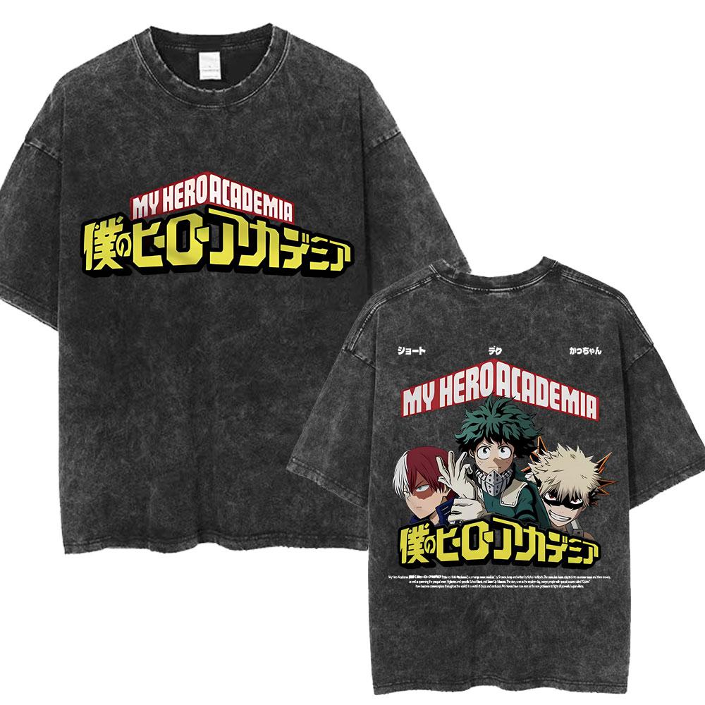 Washed Vintage Anime My Hero Academia All Might Plus Ultra Gym Graphic T Shirt Men Women Fitness Casual Cotton Short Sleeve Tees