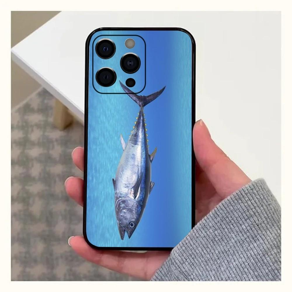 Blauflossen-Thunfisch Meeresfisch Handyhülle Für Apple iPhone 15,14,13,12,11,Pro,X,XS,Max,XR,Plus,Mini Weiche Schwarze Hülle