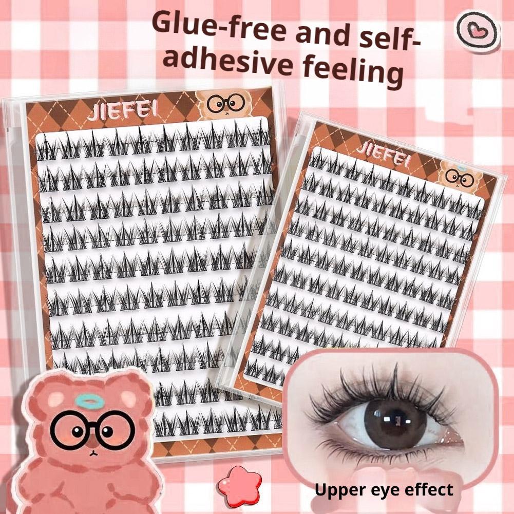 Glue-free False Eyelashes Natural Self-adhesive Manga DIY Lash Clusters Segmented Curled Reusable Eyelashes Extension Makeup