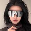 3PCS Y2K style sports style fashionable glasses with white water silver lenses and mirror large frame windproof glasses