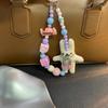 New Handmade Rabbit Mobile Phone Strap Short Wrist Strap Charm Keychain Camera Chain Lanyard With Slip Card With Slip Card
