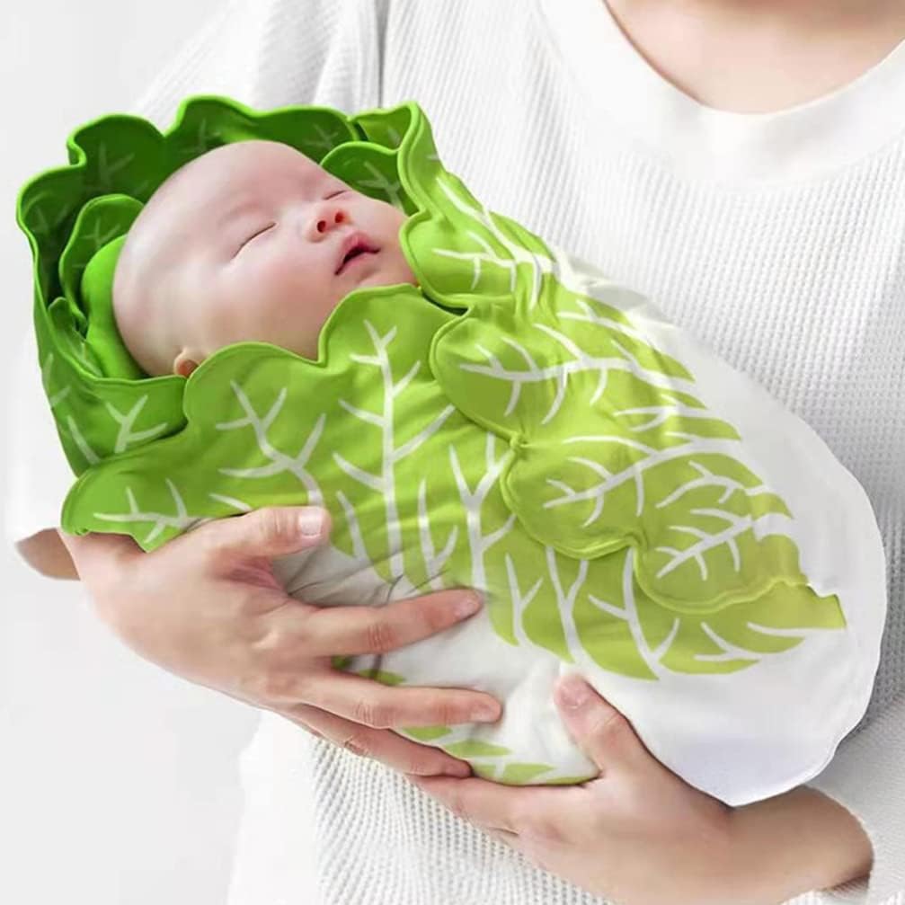 Baby Swaddle Blanket Cabbage Photo Blankets with Hat Infant Swaddle Wrap Unisex Blankets Memory Photography Background Props for Newborn Toddler