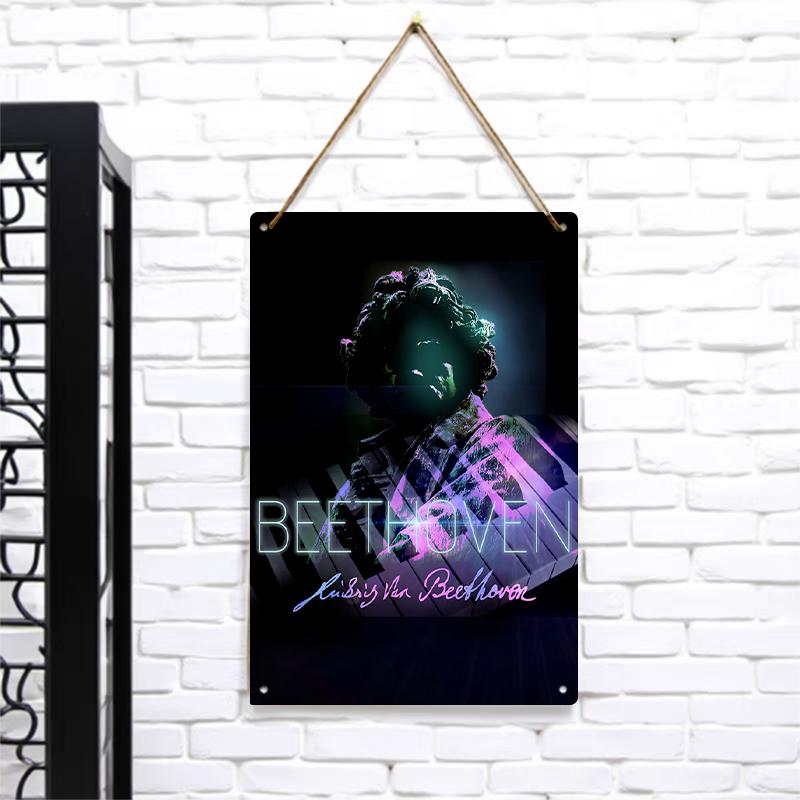 

Custom Beethoven Piano Art Metal Wall Decor Music Theme Iron Painting Home Decoration Gift 7.9x11.8In(20x30cm)