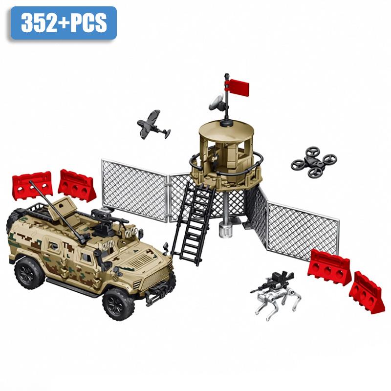 Moc Urban-Region Army-Inspired Observation Subsequent High-Standard Builidng First-Class Assembly-Bricks Construction Pieces Collection
