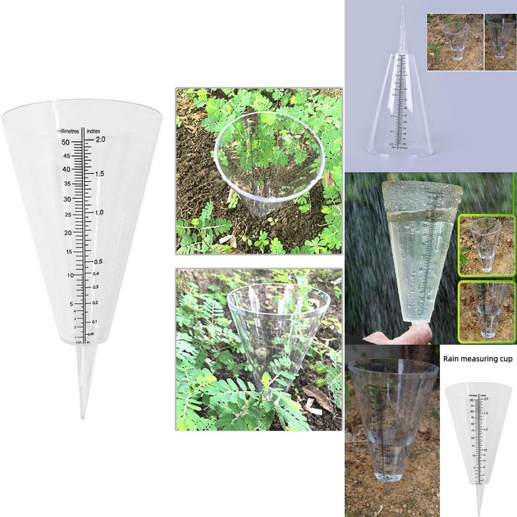Conical Ground Insert Rain Gauge Transparent White Color Outdoor Gardening Tool