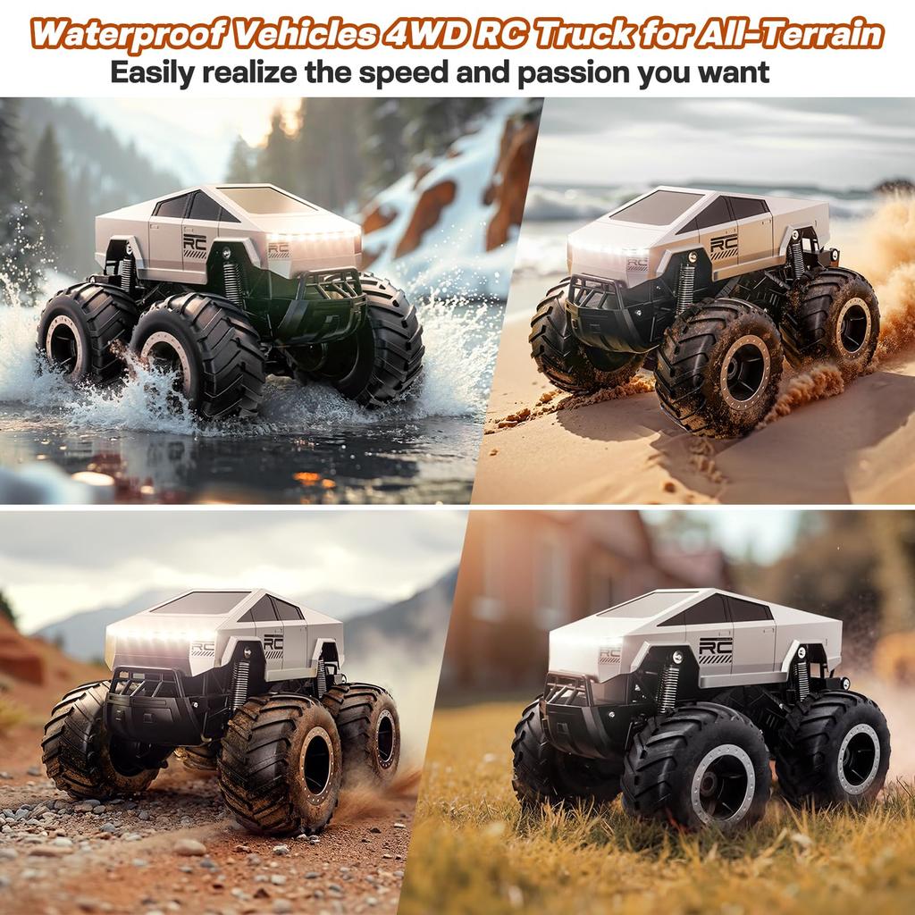 Remote Control Car Off-Road Pick-up Truck, 4WD Amphibious RC Trucks Toy RC Cars for All Terrain, 1:16 Scale Hobby Monster Truck