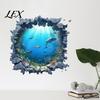 Removable PVC Wall Decor Underwater Shark Sticker, Realistic 3D Ocean View Decal, Waterproof Peel And Stick Window Clings Mural for Living Room