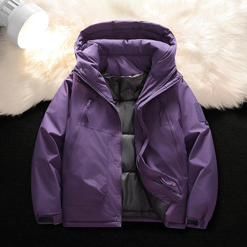 

Graphene cotton jacket men s autumn and winter new hooded loose plus size thickened Hong Kong style fashion jacket padded jacket 3XL фиолетовый
