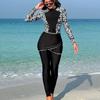 European & American Women's Sexy Three-Piece Outfit: Long Pants, Long Sleeve, and Skirt Swimwear Set In Stock.