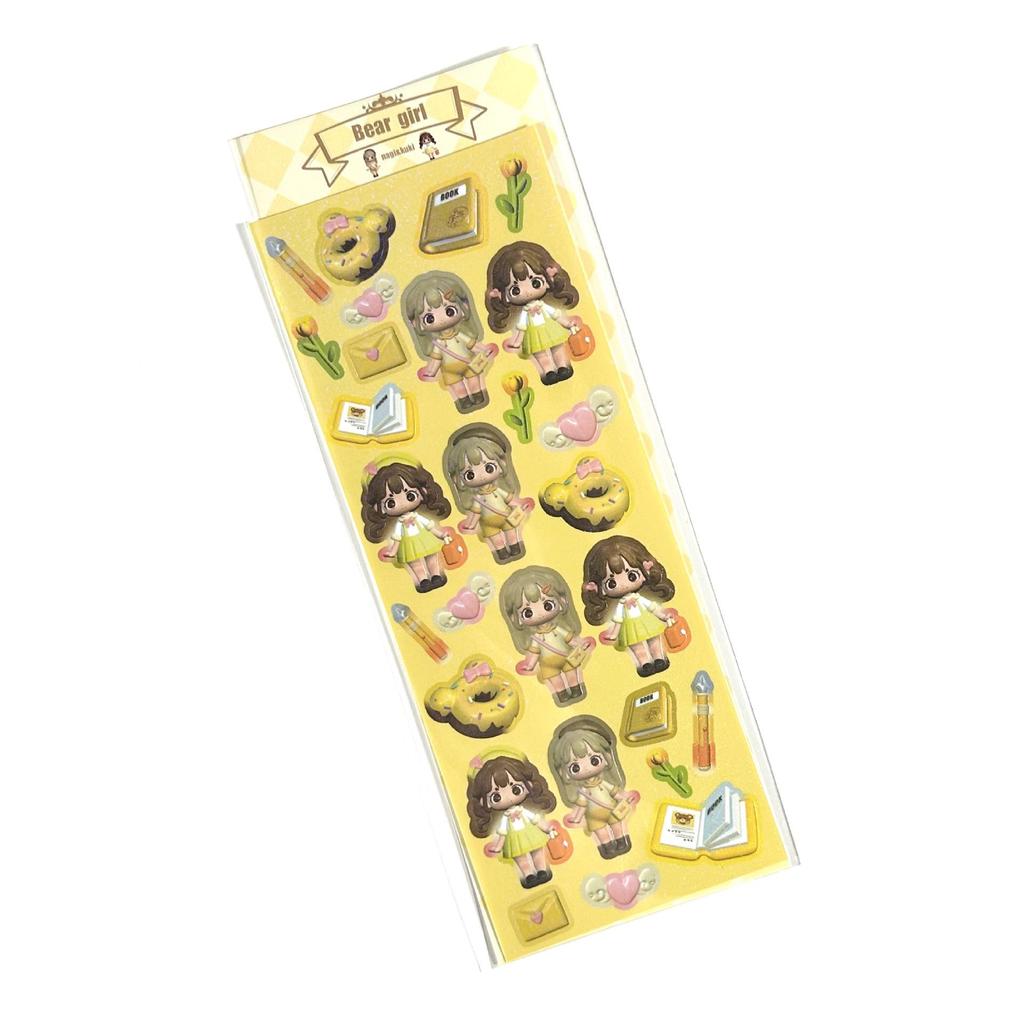 Coisini Korean-Style 3D Modeling Cute Little Girl Laser Stickers for Journals