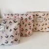 New Forest-Themed Floral Corduroy Cosmetic Bag, Large-Capacity Exquisite Clutch, Portable Travel Storage Bag, 1 Piece