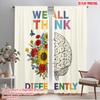2pcs 2D Flat Printing Curtain We All Think Differently Polyester Without Electricity Holiday Decorations for Outdoor and Home