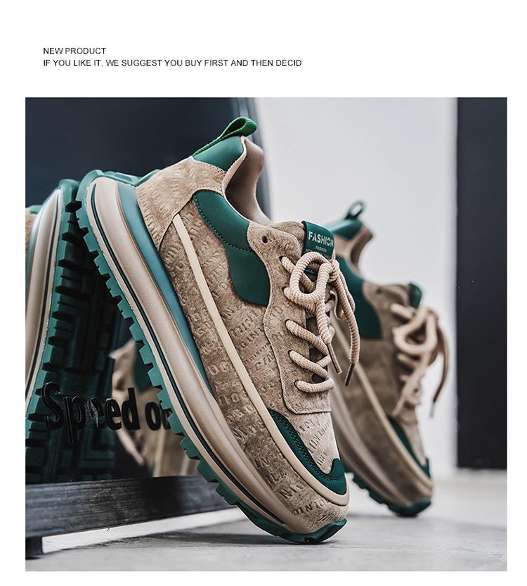 Chaussures de Papa Rétro Colorblock pour Homme: Baskets d'extérieur décontractées de printemps avec semelle épaisse pour gagner de la hauteur