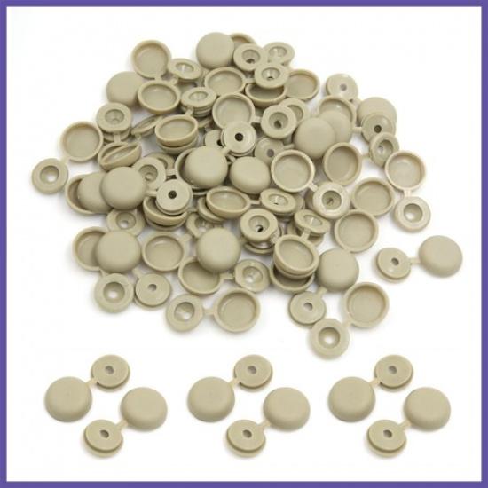 40pcs 4mm Beige Hinged Screw Cover Folding Caps for Car Home Furniture Decor