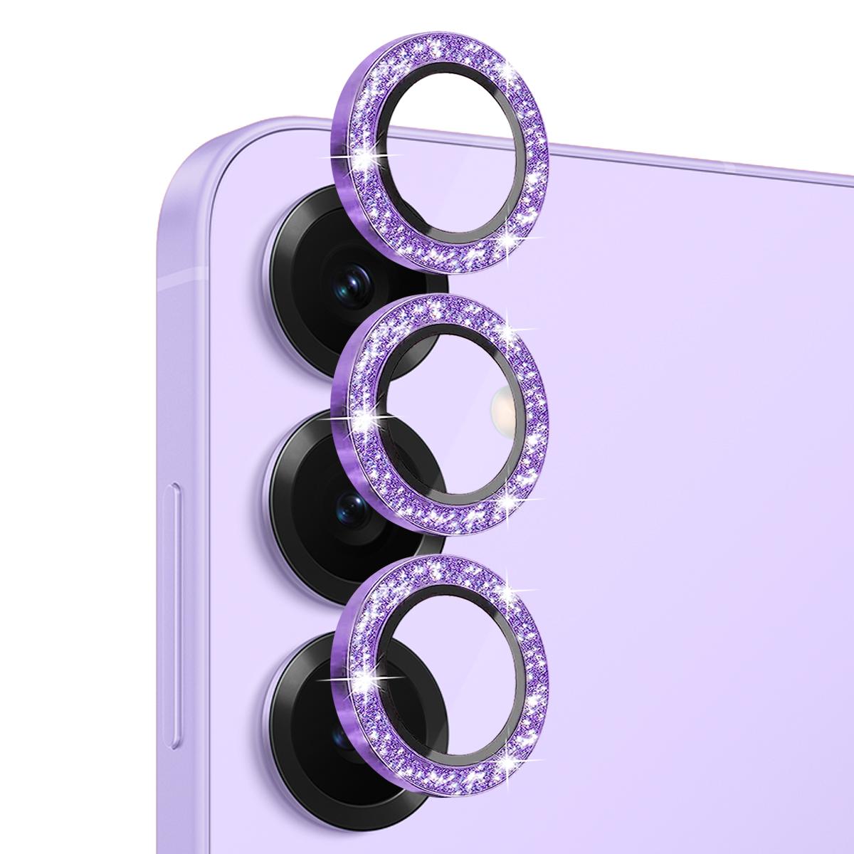 

NORTHJO 1 Set For Samsung Galaxy S25+ Camera Lens Film Tempered Glass+Metal Glitter Rear Lens Protector Purple
