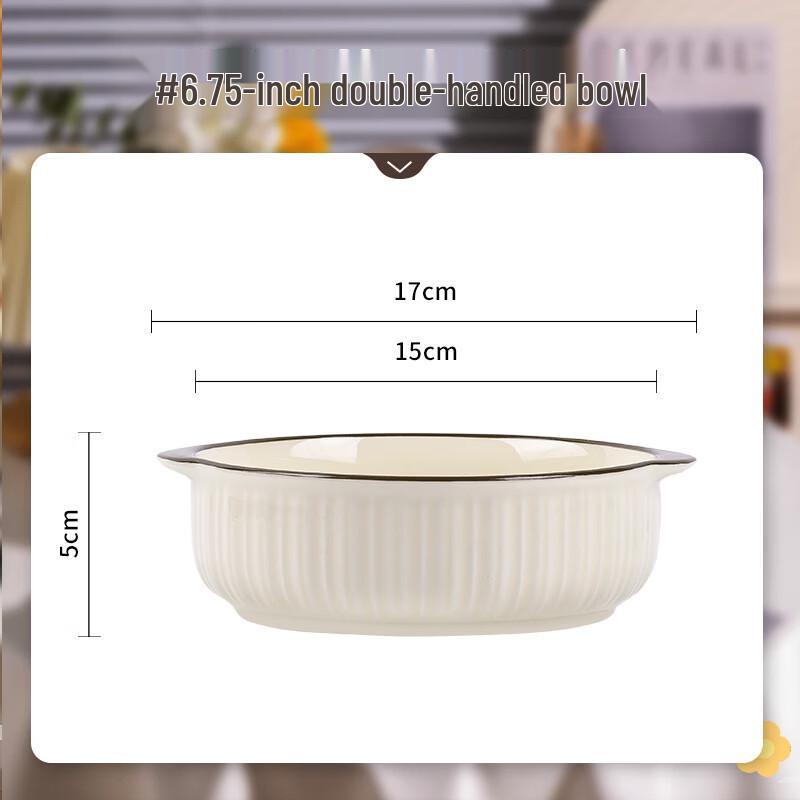 

Ru Han Underglaze Ceramic Double-Handle Soup Bowl