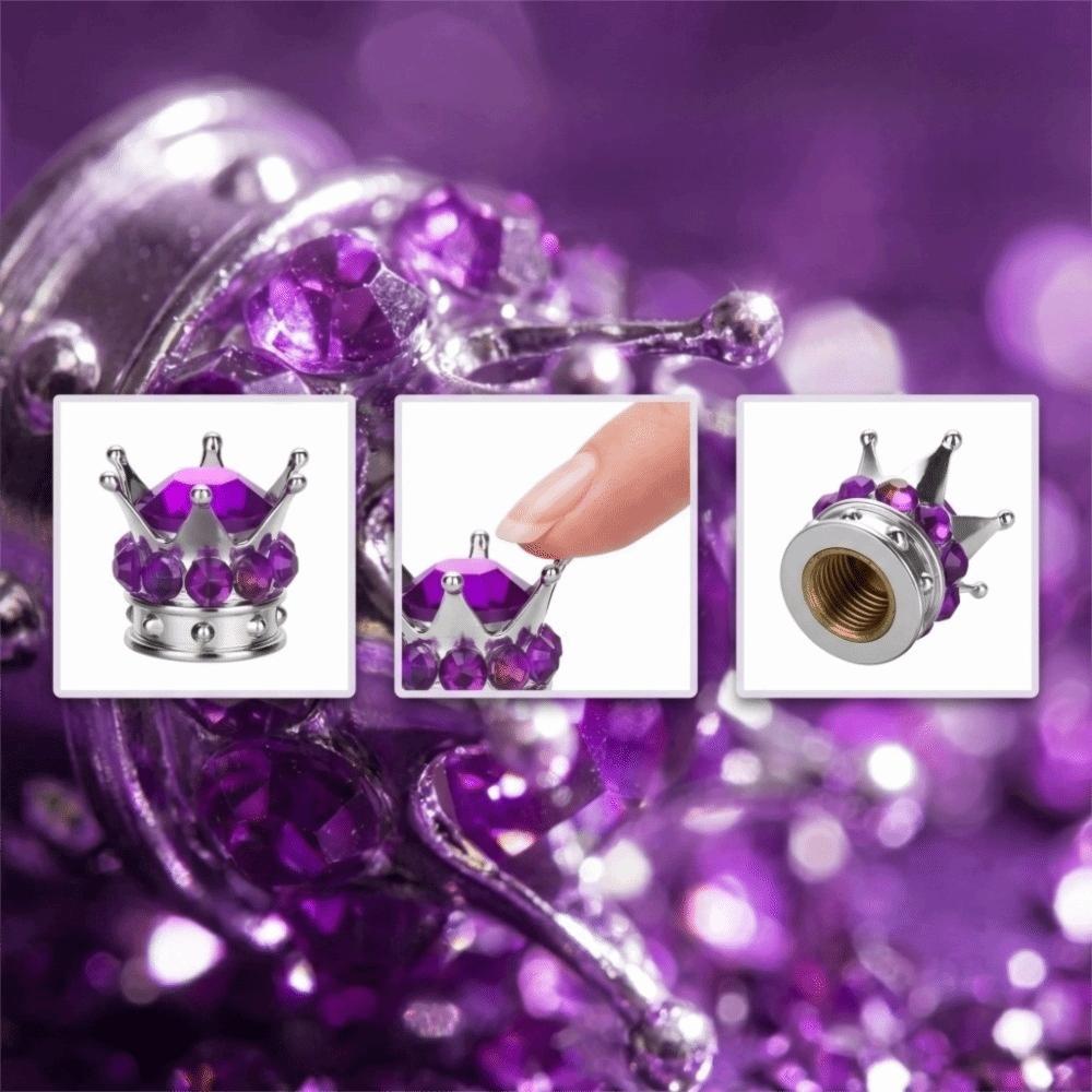 4PCS Crown Diamond Vehicle Car Tire Caps Covers Car Wheel Tire Valve Caps  Cars,Trucks,Bicycles