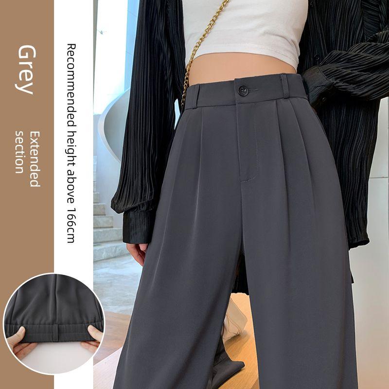 

Black Spring & Fall Plus Size Ladies Super Slimming Draped Suit Pants Gray Autumn Extended [Basic Single Button] XXL